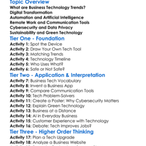 Business Technology Trends Worksheet Activity Booklet