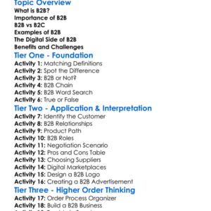Business-To-Business B2B Worksheet Activity Booklet