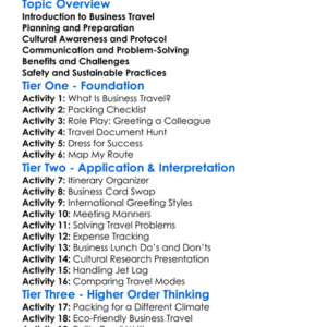 Business Travel And Protocol Worksheet Activity Booklet