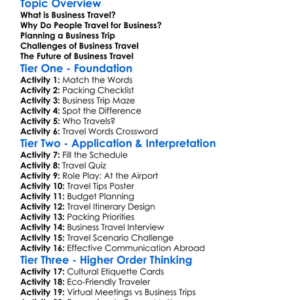Business Travel Worksheet Activity Booklet