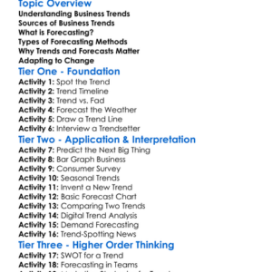 Business Trends And Forecasting Worksheet Activity Booklet