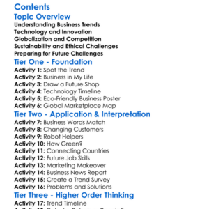 Business Trends And Future Challenges Worksheet Activity Booklet