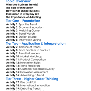 Business Trends And Innovation Worksheet Activity Booklet