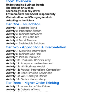 Business Trends And Innovations Worksheet Activity Booklet