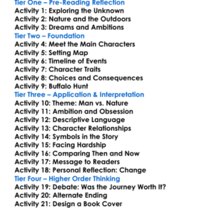 Butchers Crossing John Williams Worksheet Activity Booklet