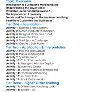 Buying And Merchandising Worksheet Activity Booklet