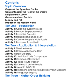 Byzantine Empire And Constantinople Worksheet Activity Booklet