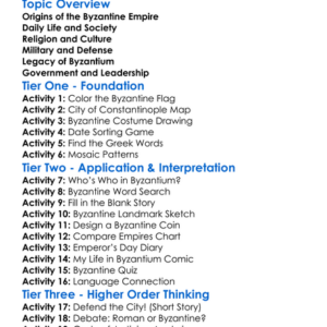Byzantine Empire And Eastern Rome Worksheet Activity Booklet