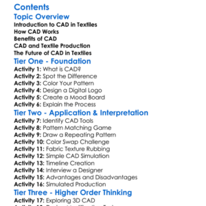 Cad Computer-Aided Design In Textiles Worksheet Activity Booklet