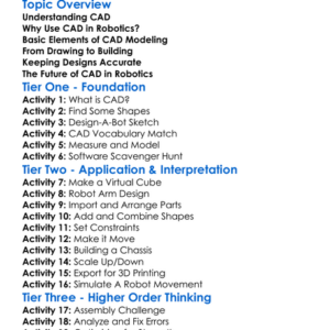 Cad Design For Robotics Worksheet Activity Booklet