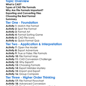 Cad File Formats And Exporting Worksheet Activity Booklet