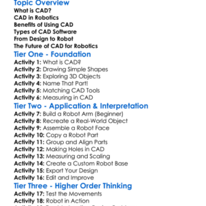 Cad For Robotics Worksheet Activity Booklet
