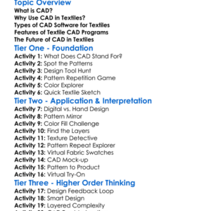 Cad For Textiles Worksheet Activity Booklet
