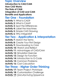 Cadcam Integration Worksheet Activity Booklet