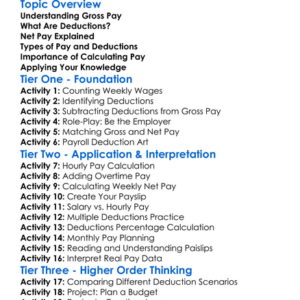 Calculation Of Gross And Net Pay Worksheet Activity Booklet