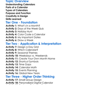 Calendar Design Worksheet Activity Booklet