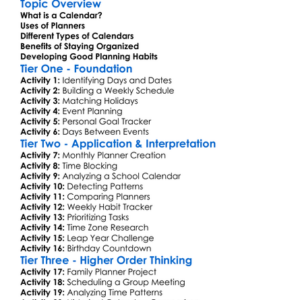 Calendars And Planners Worksheet Activity Booklet