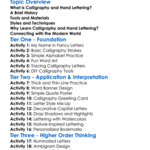 Calligraphy And Hand Lettering Worksheet Activity Booklet