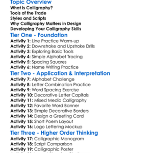 Calligraphy For Designers Worksheet Activity Booklet