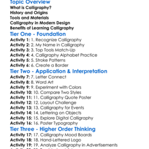 Calligraphy In Design Worksheet Activity Booklet