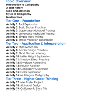 Calligraphy Worksheet Activity Booklet