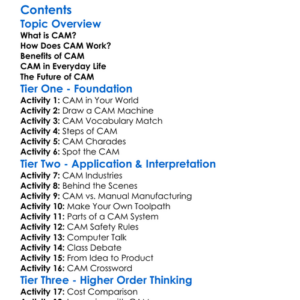 Cam Computer-Aided Manufacturing Worksheet Activity Booklet