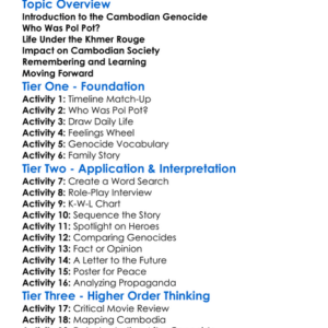 Cambodian Genocide Under Pol Pot Worksheet Activity Booklet