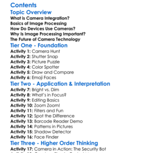 Camera Integration And Image Processing Worksheet Activity Booklet