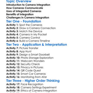 Camera Integration Worksheet Activity Booklet