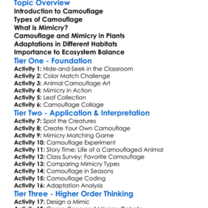 Camouflage And Mimicry In Nature Worksheet Activity Booklet