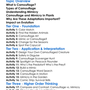 Camouflage And Mimicry Worksheet Activity Booklet