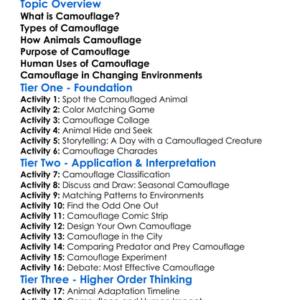 Camouflage In Animals Worksheet Activity Booklet
