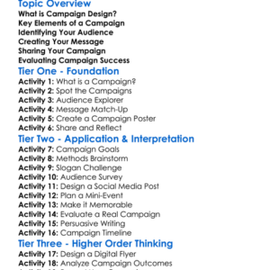 Campaign Design Worksheet Activity Booklet