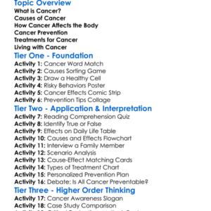 Cancer Causes And Effects Worksheet Activity Booklet