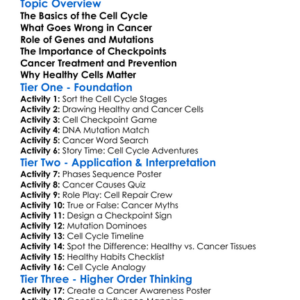 Cancers And Cell Cycle Worksheet Activity Booklet