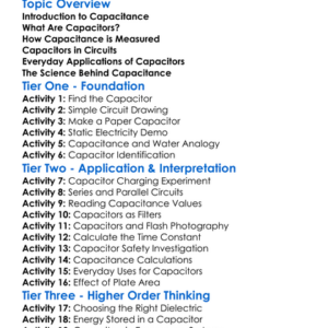 Capacitance And Capacitors Worksheet Activity Booklet