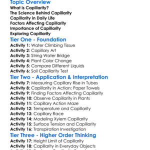 Capillarity Worksheet Activity Booklet
