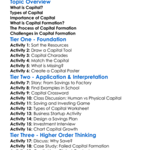 Capital And Capital Formation Worksheet Activity Booklet