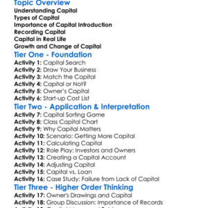 Capital Introduction Worksheet Activity Booklet