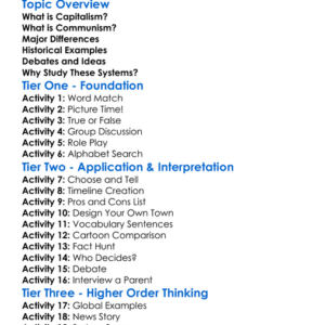 Capitalism Vs Communism Worksheet Activity Booklet