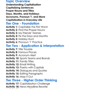 Capitalization Rules Worksheet Activity Booklet