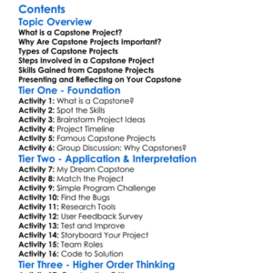 Capstone Projects In Computer Science Worksheet Activity Booklet