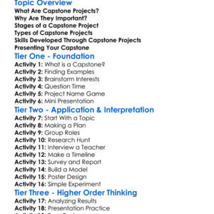 Capstone Projects Worksheet Activity Booklet