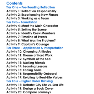 Captains Courageous Rudyard Kipling Worksheet Activity Booklet
