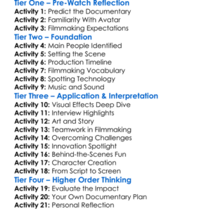 Capturing Avatar 2010 Worksheet Activity Booklet