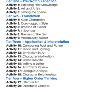 Caravaggio 1986 Worksheet Activity Booklet