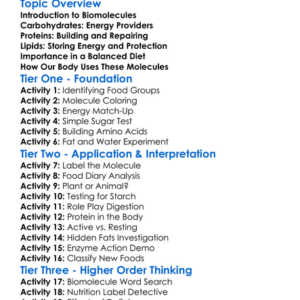 Carbohydrates Proteins And Lipids Worksheet Activity Booklet
