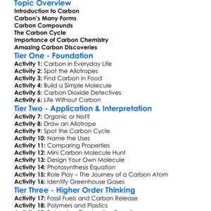 Carbon Chemistry Worksheet Activity Booklet