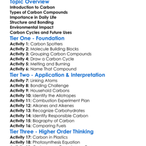 Carbon Compounds Worksheet Activity Booklet