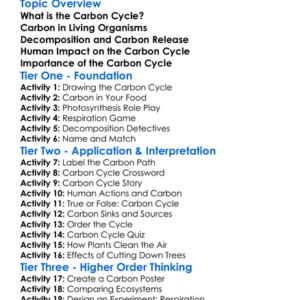 Carbon Cycle In Ecosystems Worksheet Activity Booklet